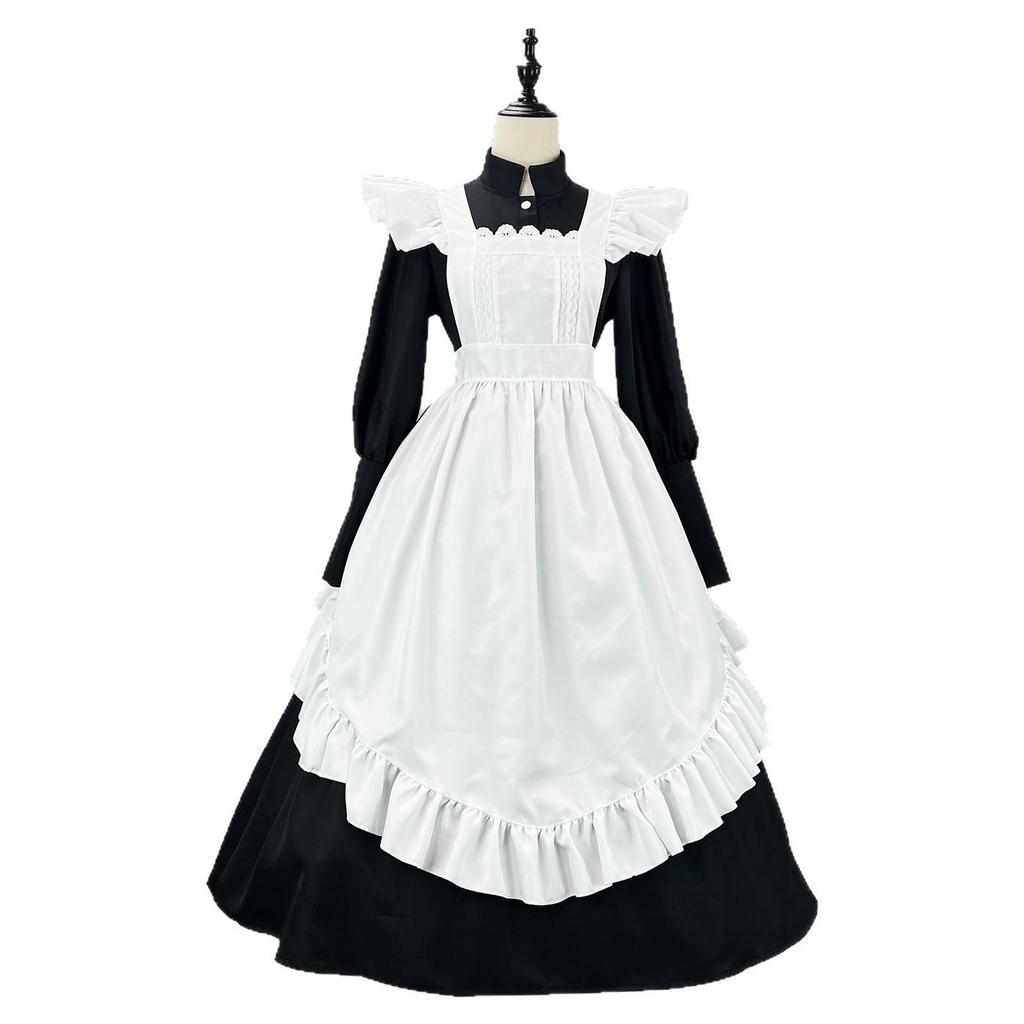New British Black & White Lolita Plus Size Maid Cosplay Costume
