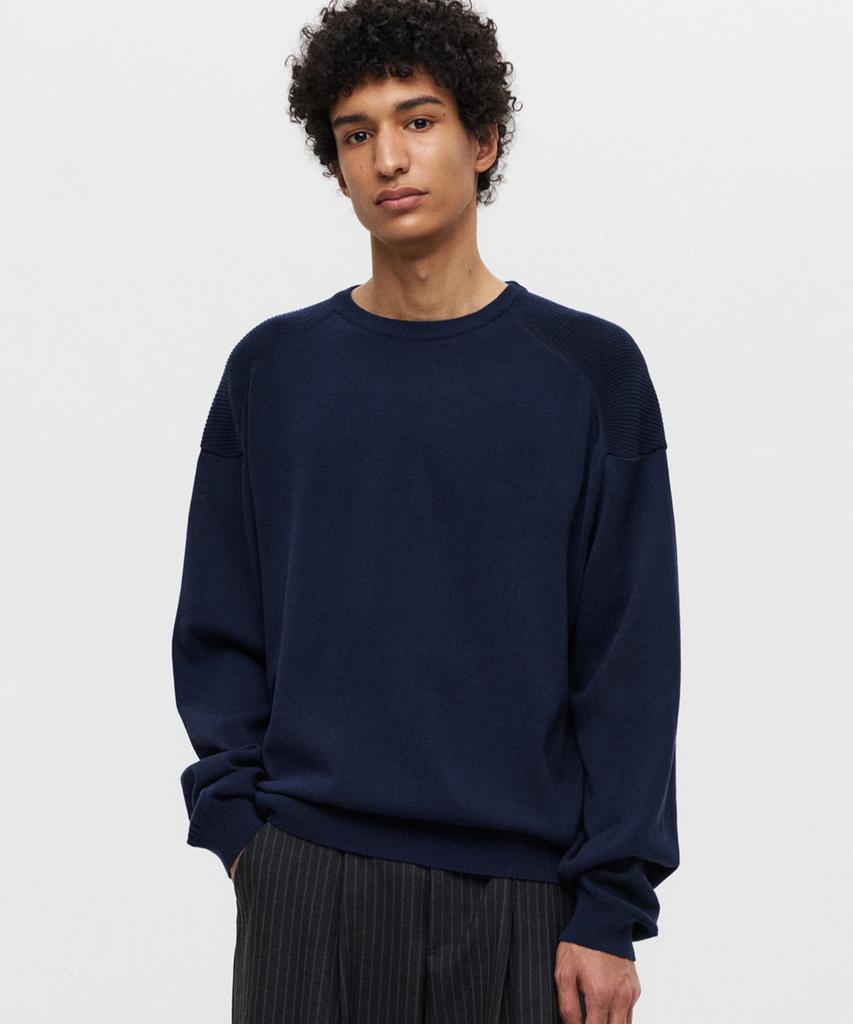 DNSR Armor Round Crop Knit Navy