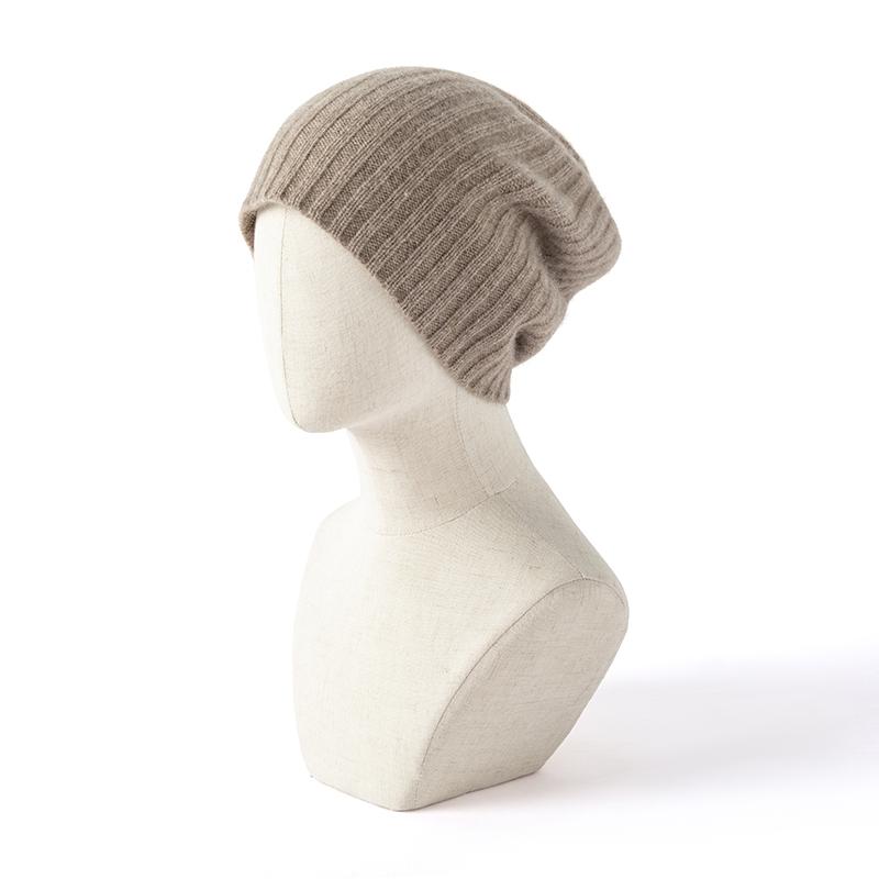 Women 100% Pure Cashmere Beanie Hat Rib Knit Slouchy Fit Winter Warm Soft Skullies Cap Cold Weather Accessory