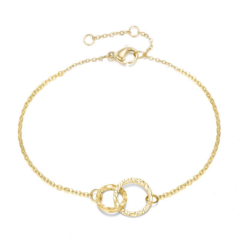 eManco Gold-Plated Stainless Steel Hollow Round Bracelet - Korean Style