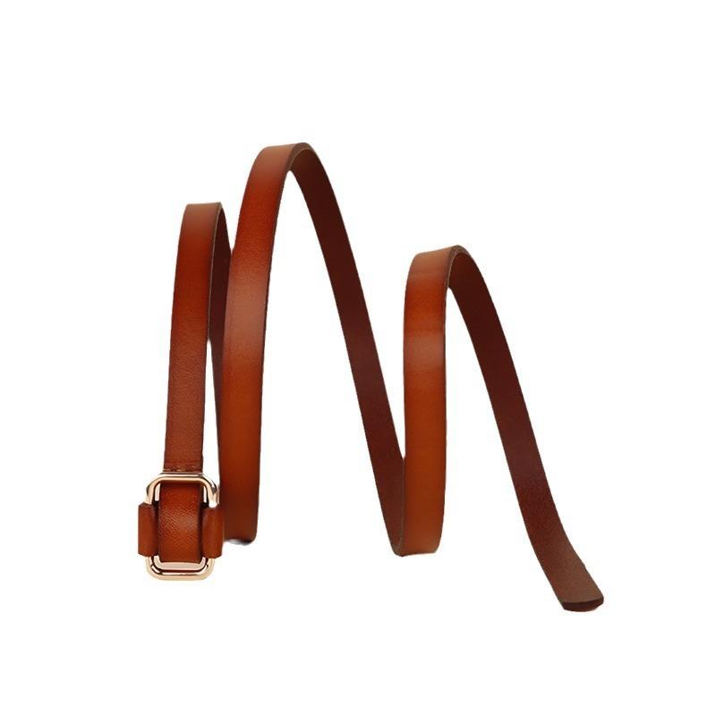 Genuine leather belt - premium suit & dress belt - slim belt - cowhide knotted belt