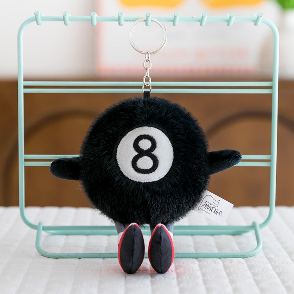 Rugby Billiards Football Plush Toys with Feet Cute Keychain Smiling Face Expression Creative Ball-type Pendant Birthday Gifts
