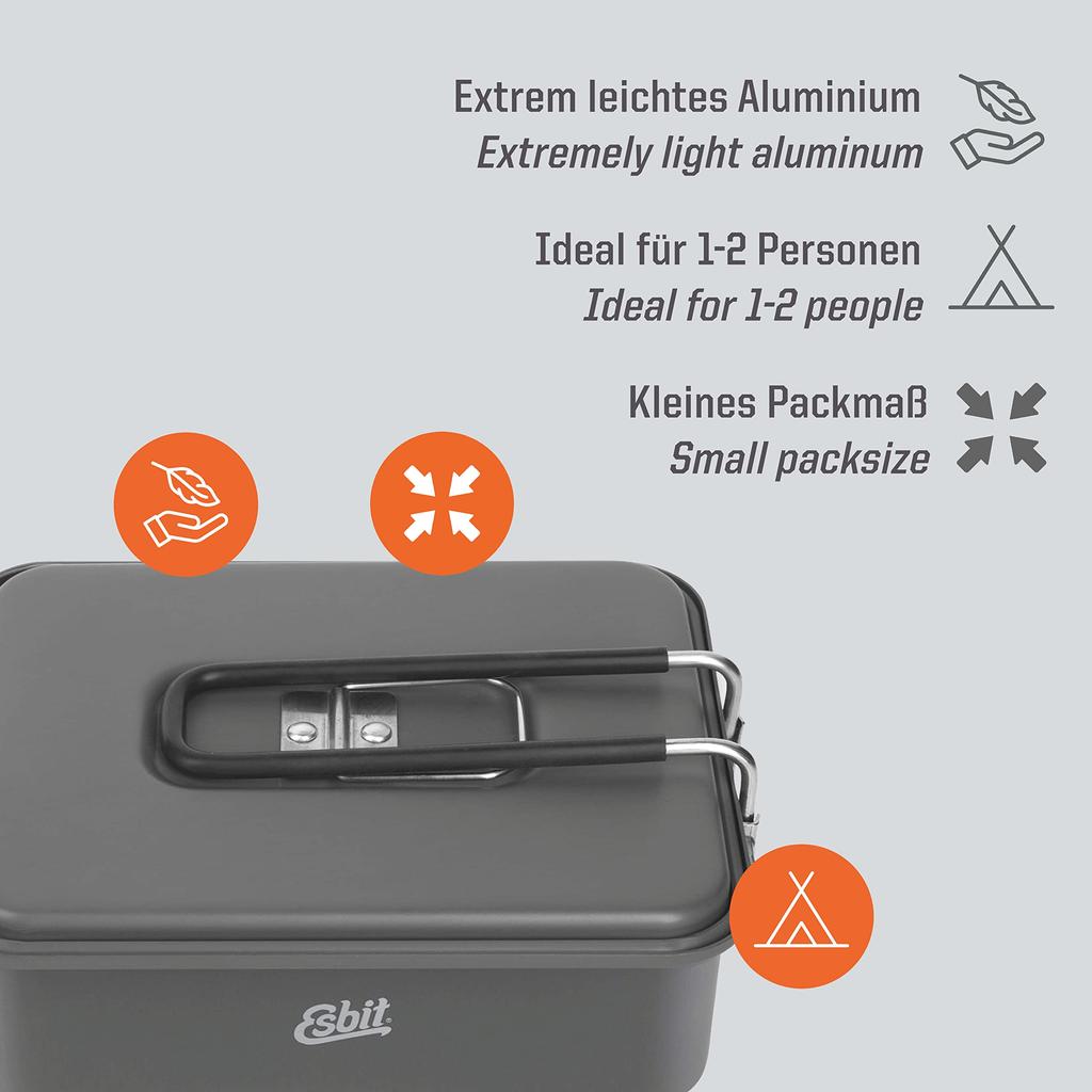 Esbit Camping Outdoor Pot Cooker Aluminum Pot 1200ml ESPT1200HA