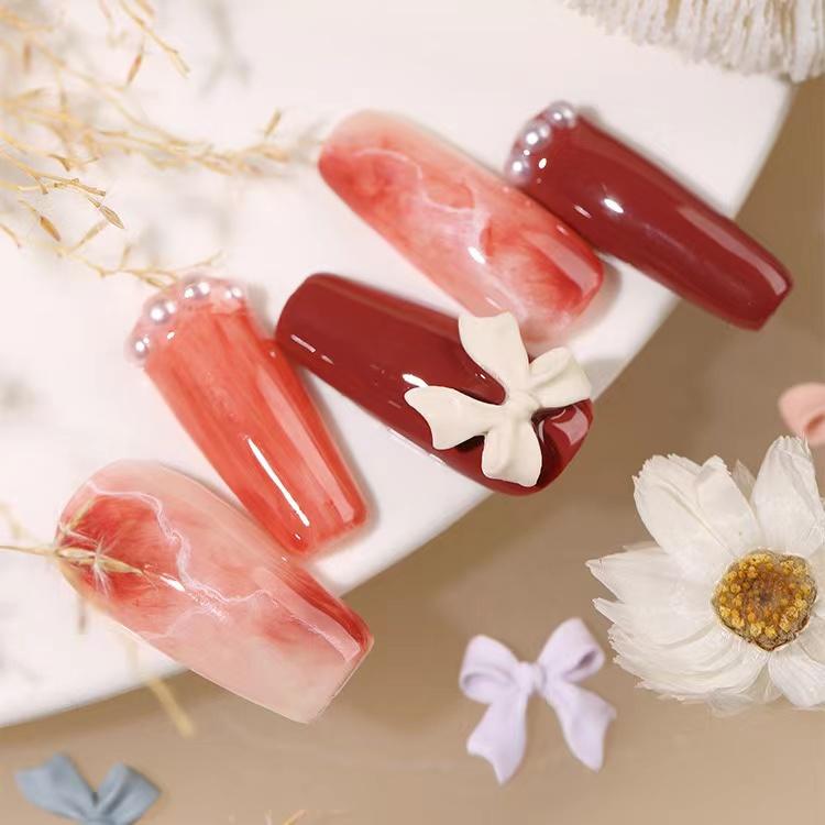 White Ribbon Resin Bow Nail Charm Parts 3D Rhinestone Nail Art Decoration Accessories Supplies for DIY Korean Manicure Design