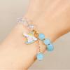 Cute Kids Glass Beaded Bracelet Princess Cartoon Crystal Flower Charm Bangle Handmade Jewelry Gift For Girls Students