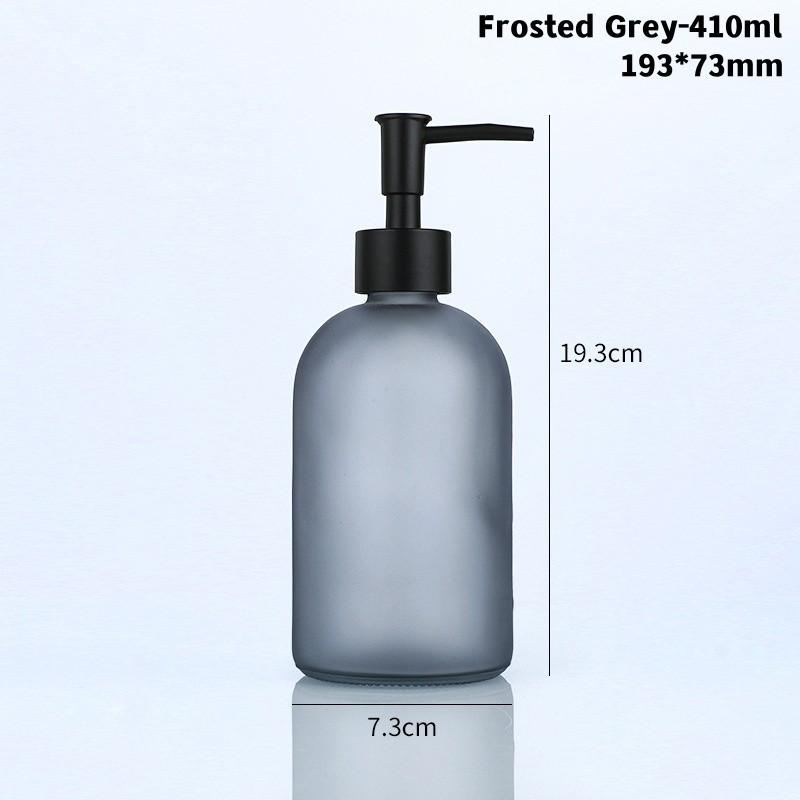 410ml Glass Soap Dispenser Bottle Bathroom Liquid Shampoo Shower Gel Bottle Refillable Storage Container Soap Press Empty Bottle