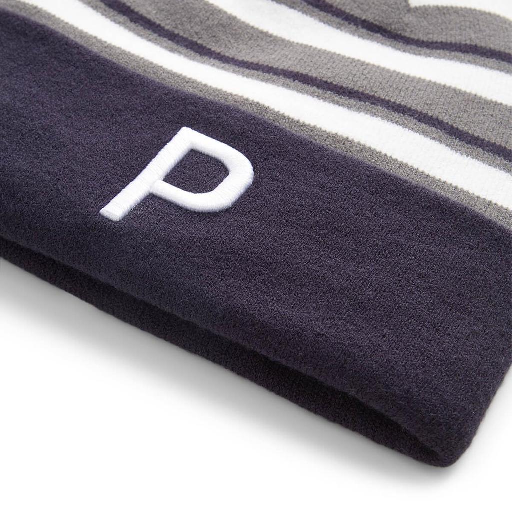 Puma Golf WRMLBL Striped Pom Navy Sky Men's Beanie, 024809, Blazer/Slate