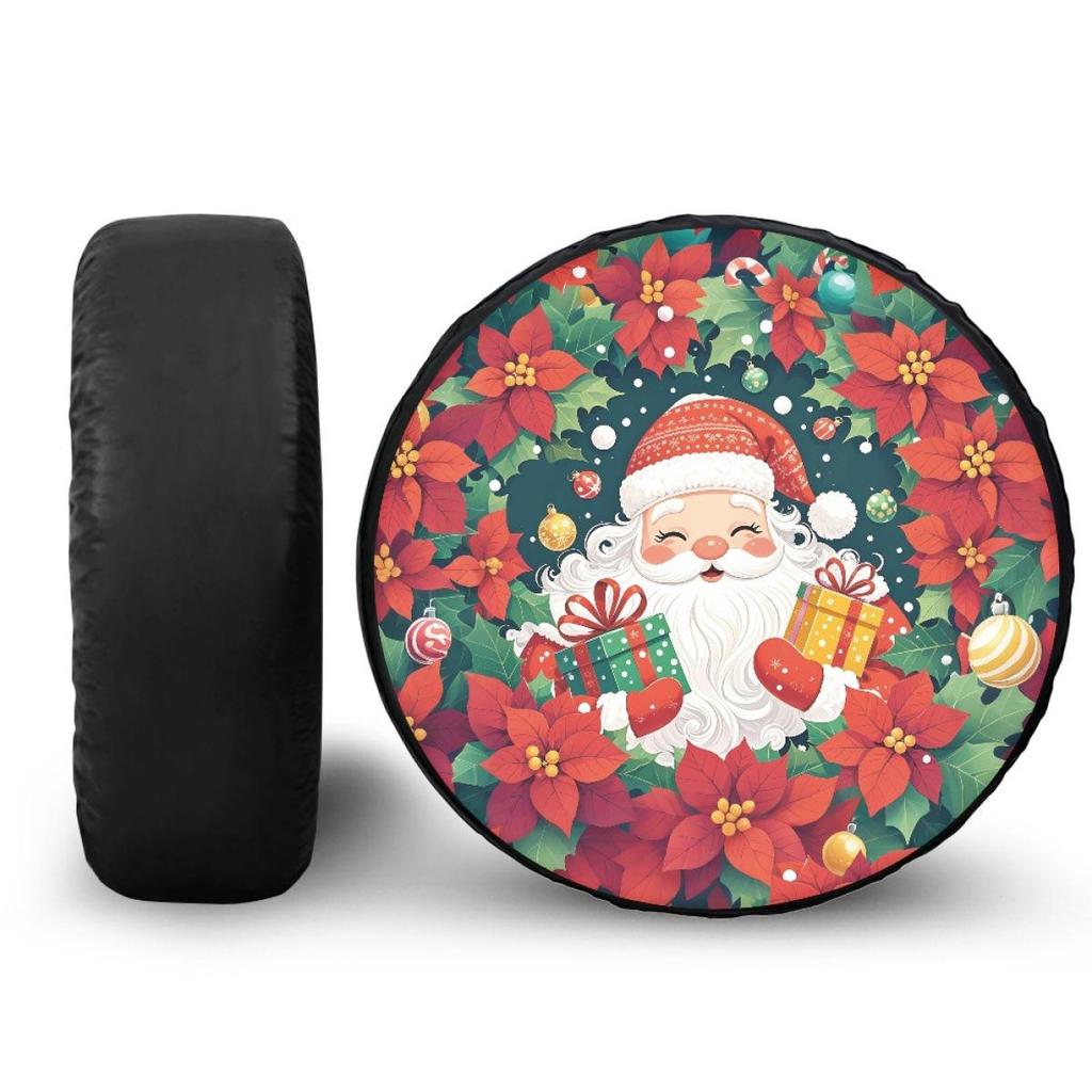 Copriruota di scorta in pelle PU personalizzabile in stile natalizio per Jeep Wrangler - Protezione antipolvere