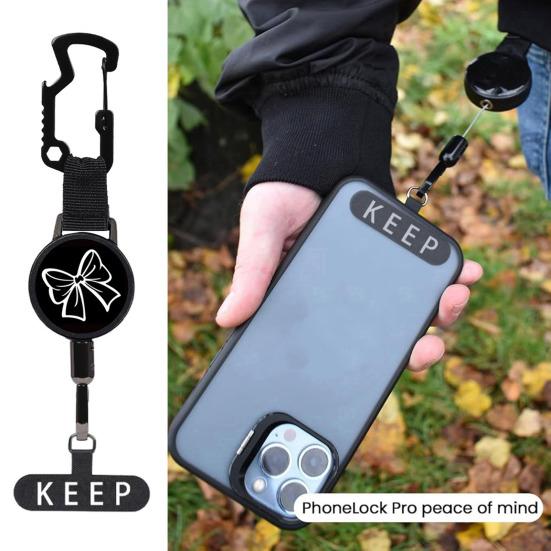 Пряжка для мобільного телефону Висувний тримач зі шнуром 60 см для швидкого доступу Нержавіюча сталь Протиугінний ремінець-затискач Аксесуар для телефону