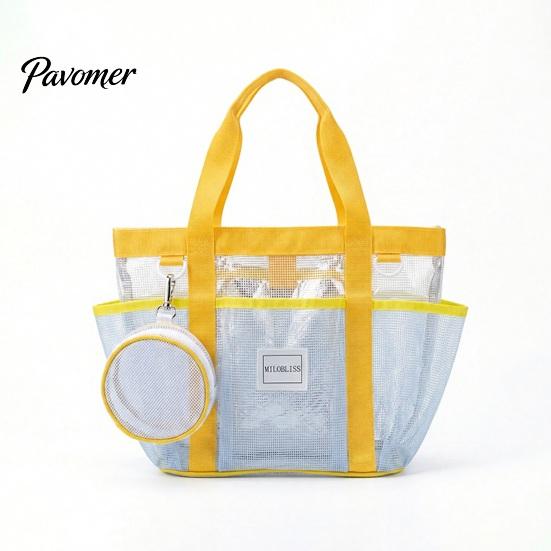 Large Beach Bag Mesh Tote Bag, Family for Toys Women Pouch & Vacation Essentials, Quick Drying Sand-proof Waterproof Storage Travel