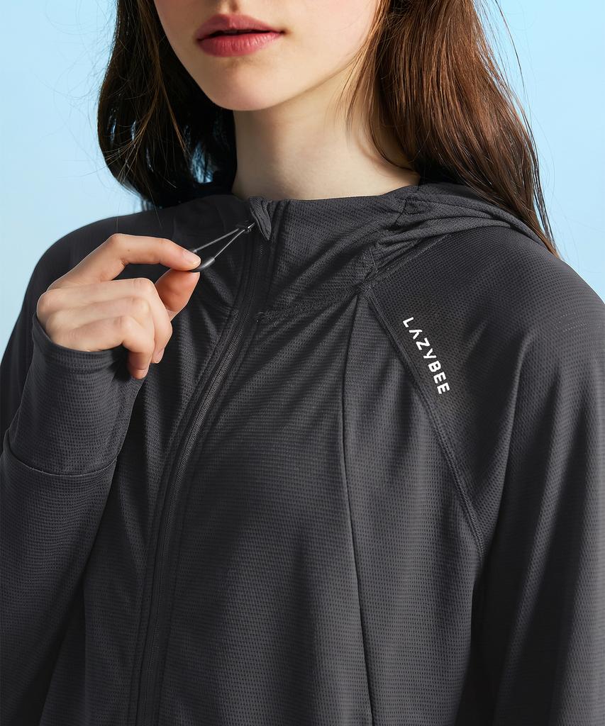 Leijibi [Set] Techflow Performance Hooded Zip-Up Rash Guard + Swim Shorts Set M Charcoal