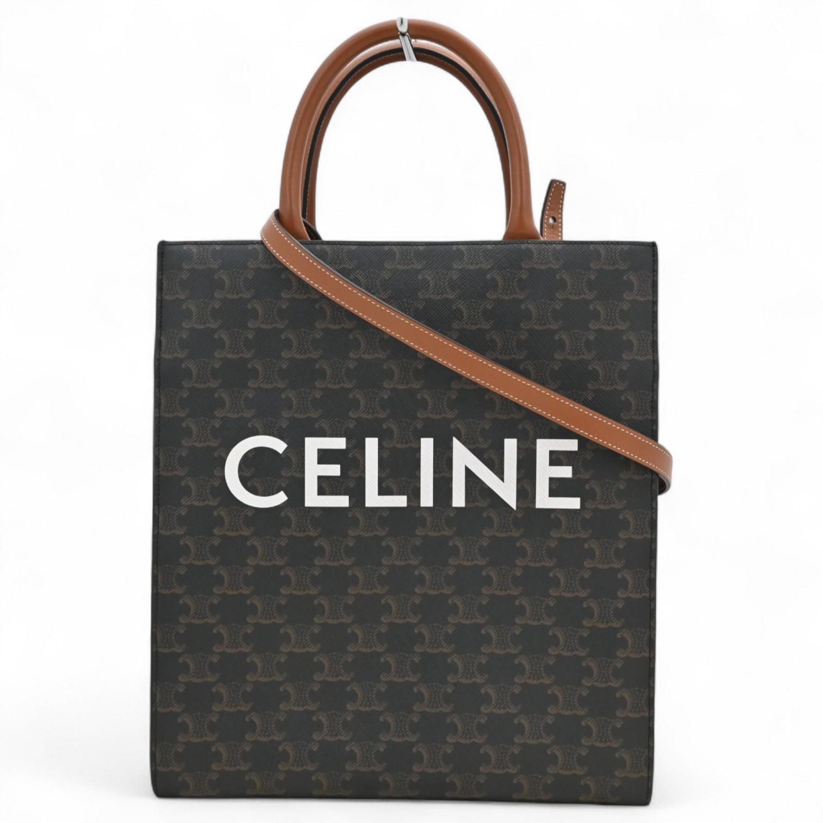 

Auth Celine Triomphe Vertical Cabas Tote Bag ce4187er