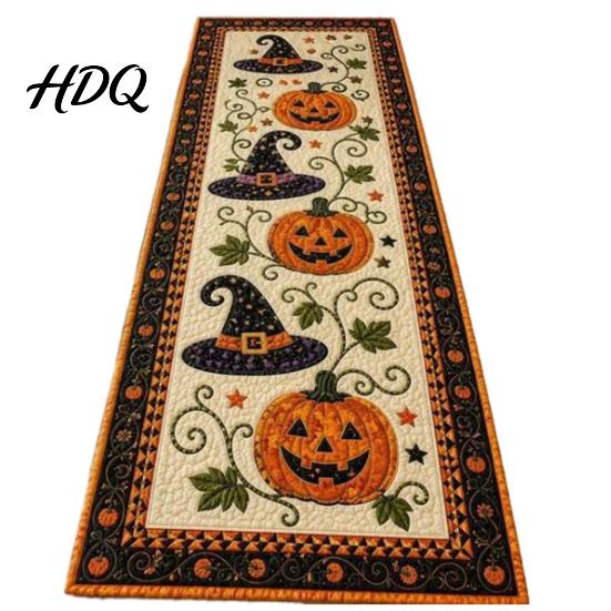Rustic Farmhouse Table Linens Fall Runner Quilted Pumpkin Rectangular Runner for Dining Cover Halloween Autumn Harvest Decor Party Supplies