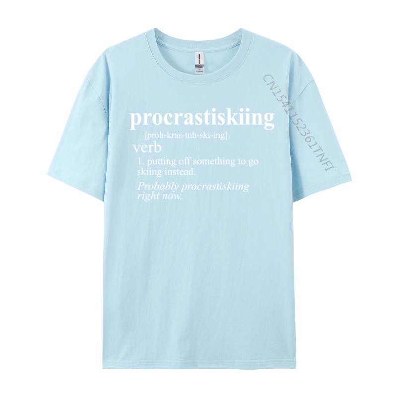 Gifts For Skiers Procrastiskiing Funny Skiing Printed On Luxury Designer Tshirts Cotton Unisex Tshirt Tee Shirt Fashionable