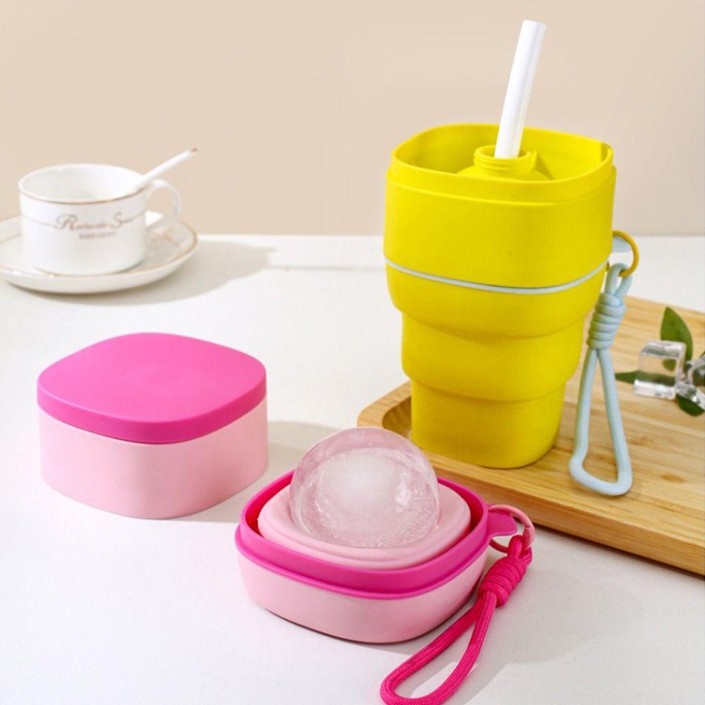 Silicone Ice Hockey Cup with Lanyard Ice Ball Maker Mold Straw Water Cup  for Home&Travel