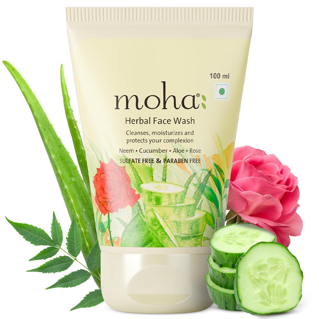 

Moha Herbal Face Wash With Neem And Aloe Vera Gentle Daily Cleanser For Blemish Prone Skin Glow 100 Ml