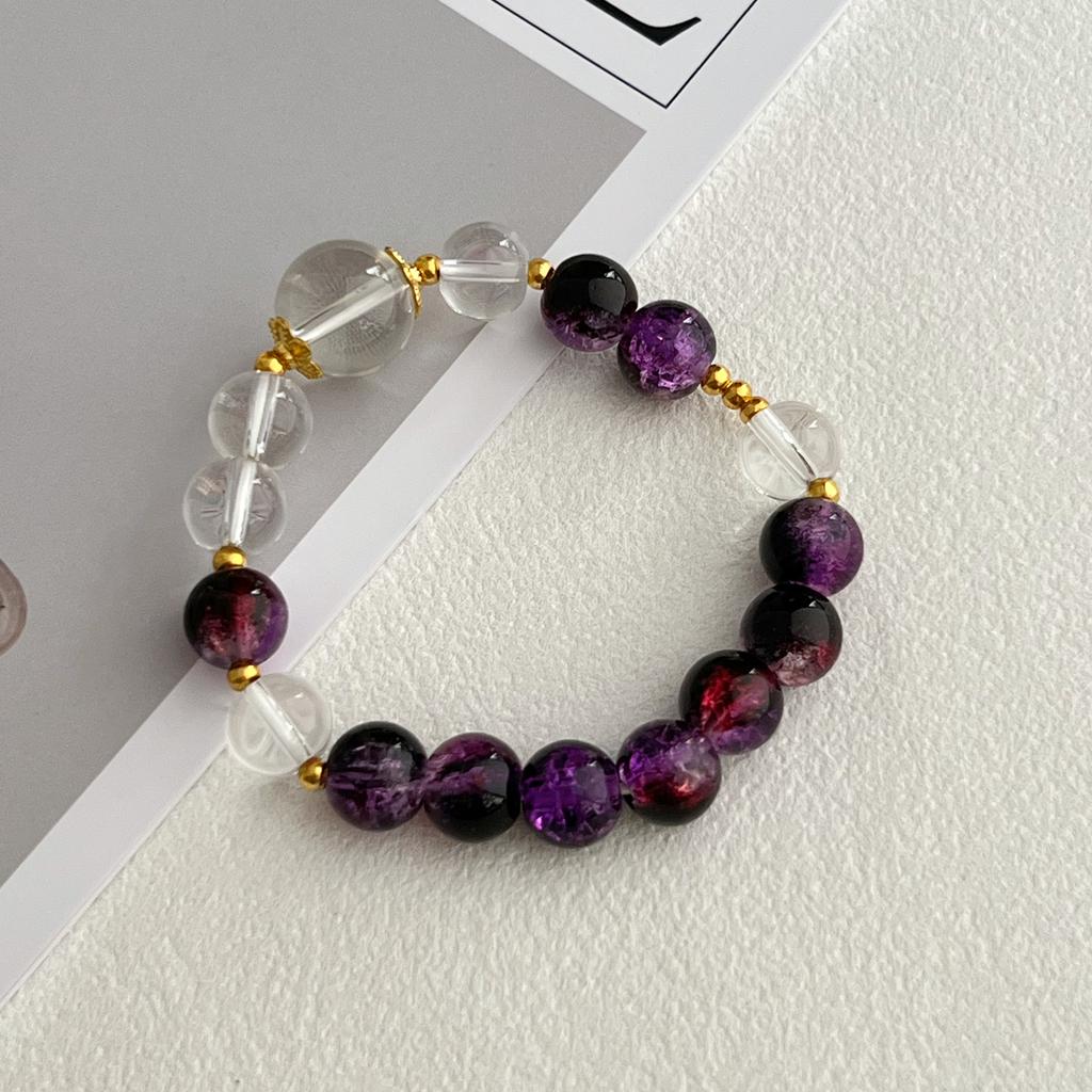Glass Stone Bracelet For Women 10mm Beaded Stretch Bracelets DIY Beading Charms Handmade Bangles Jewelry Gifts