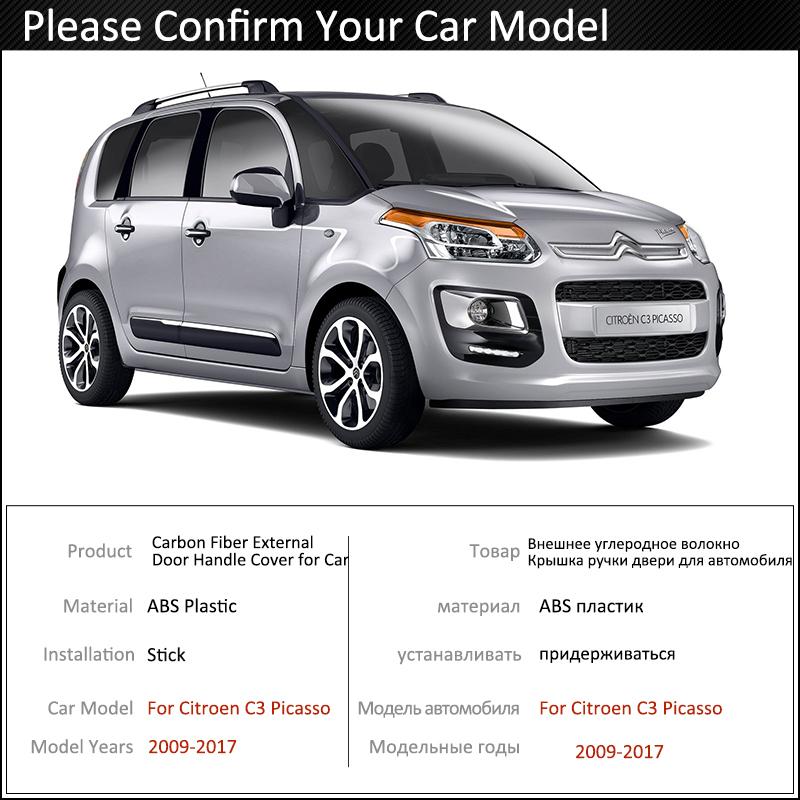 Car Exterior Carbon Fiber Stickers Door Handle Cover for Citroen C3 Picasso 2009 2010 2011 2012 2013 2014 2015 2016 2017