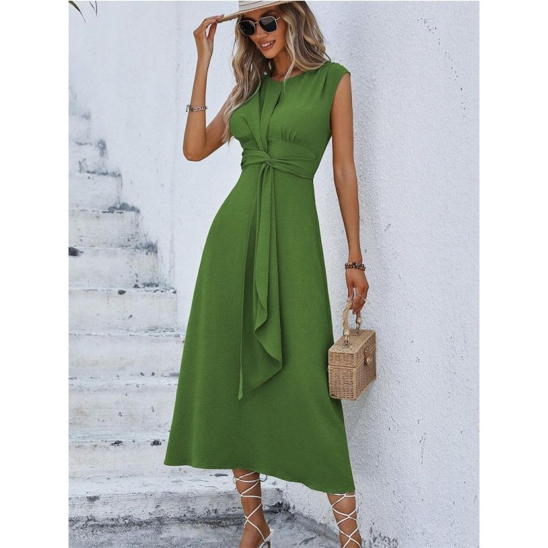 Summer Women Dress Casual Ladies Skirt Summer Fashion Kinked Sleeveless Dress