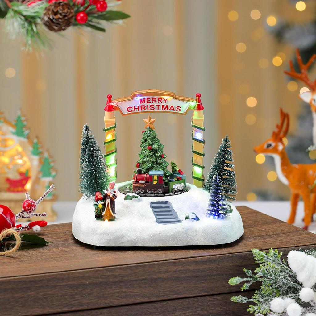 Harz Luminous Rotierende Spieluhr: Weihnachts-Schneeszene Schmuckstück Geschenk