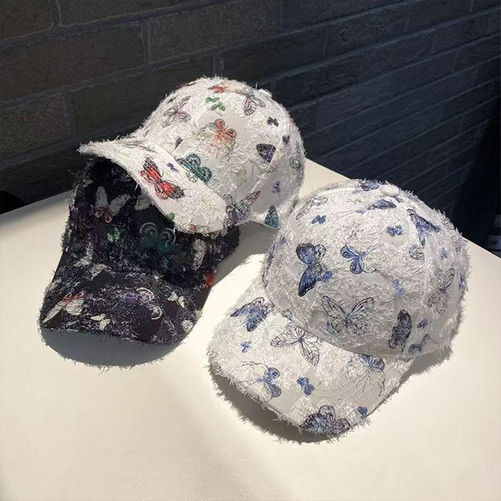 Embroidered Butterfly Korean Style Baseball Cap Versatile Fashion Sun Hat Baseball Cap Daily Use