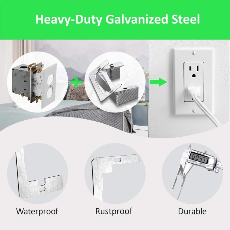 Pack of 20 Metal Electrical Box Spacers for Loose Outlets and Switches Leveling Plates for Receptacles and Wall Plates