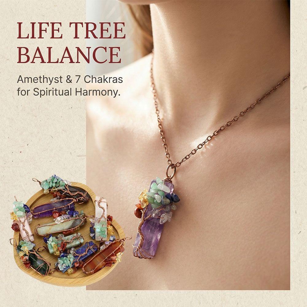 Tree Of Life Design Crystal Tree Of Life Irregular Crystal Crushed Stone Pendant Gift For Women