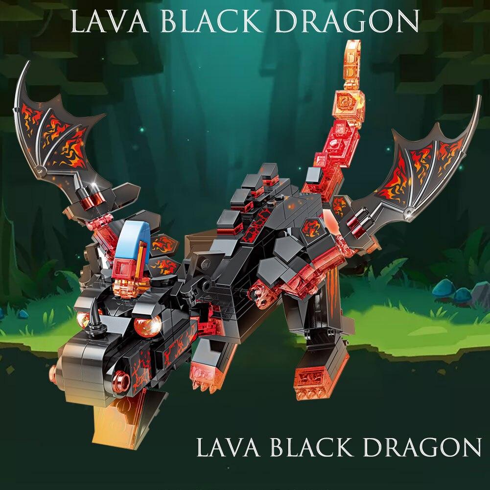 BZDA Game World Block Series Lava Blacks Dragon Model Flying Dragon Game Role Action Figures Bricks Boy Kids Toys Christmas Gift