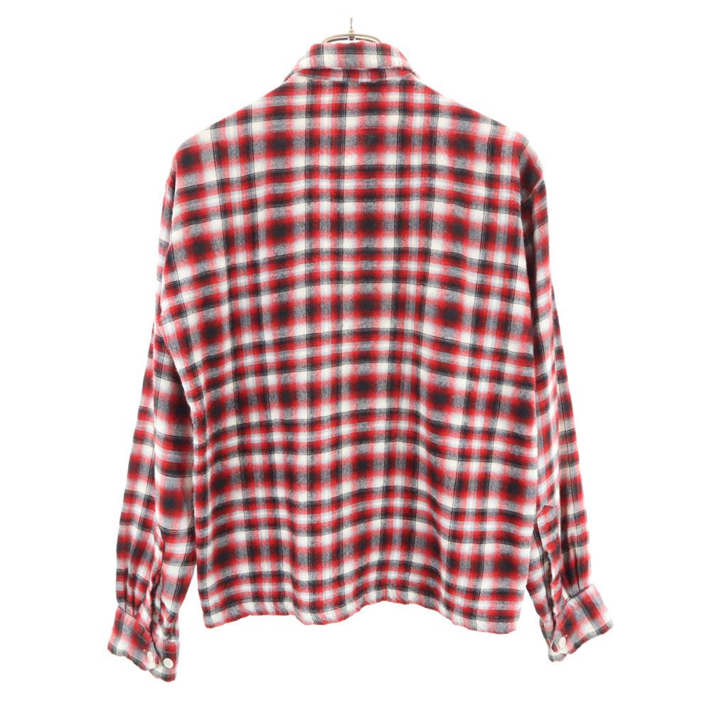 Game and Lake 50s 60s Open collar Vintage box silhouette Ombre Check Pattern Long sleeve Flannel shirt Men's Used