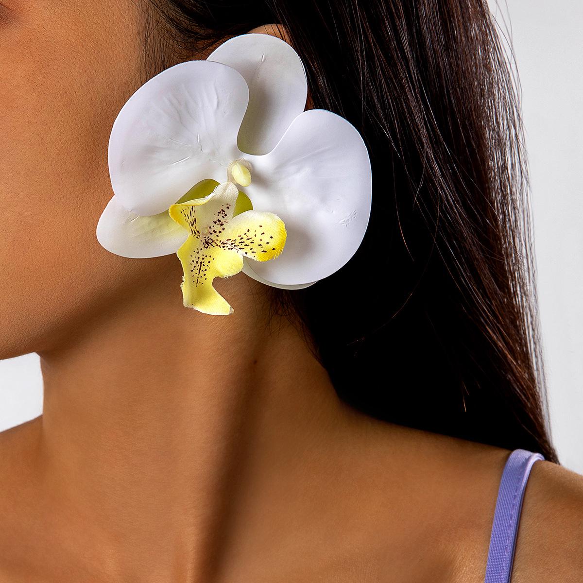 

Classic Butterfly Orchid Earrings for Women Exaggerated Large Flower Elegant Female Wedding Earrings Ear Jewelry Gifts