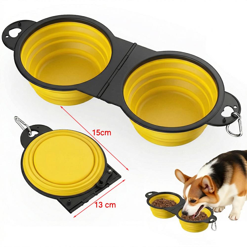 2-In-1 Collapsible Pet Bowls Dual Food And Water Bowls Flip Over Portable Dog Cat Pet Travel Feeder Bowl For Walking Camping