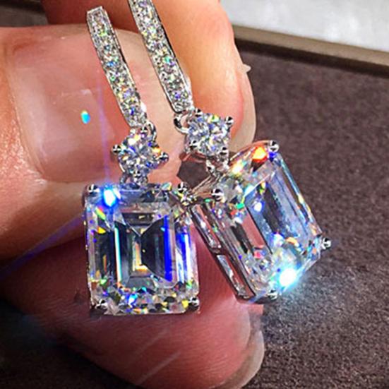 1 Pair Earrings Fine Workmanship Decoration Alloy Women Square Shape Earrings for Daily Life