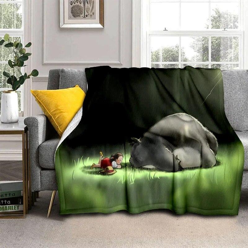 My Neighbor T-Totoro Anime Cartoon Blanket,Soft Throw Blanket for Home Bedroom Bed Sofa Picnic Travel Office Cover Blanket Kids