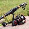 Fishing Rod and Reel Combo Carbon Telecopic Fishing Pole with Spinning Reel Saltwater Fishing Set
