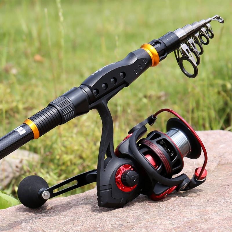Fishing Rod and Reel Combo Carbon Telecopic Fishing Pole with Spinning Reel Saltwater Fishing Set