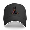 Adjustable Lightweight Breathable Fabric Baseball Cap with Playful DoberUnisex Dog Print Machine Wash Sandwich Baseball Cap