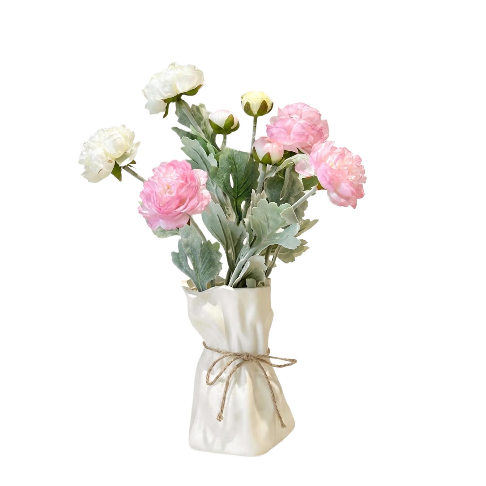 

Creative Desktop Storage Bag Decorative Vase Home Office Table Organizer Fabric Bag for Modern Household Use and Stylish Interior Display one size белый