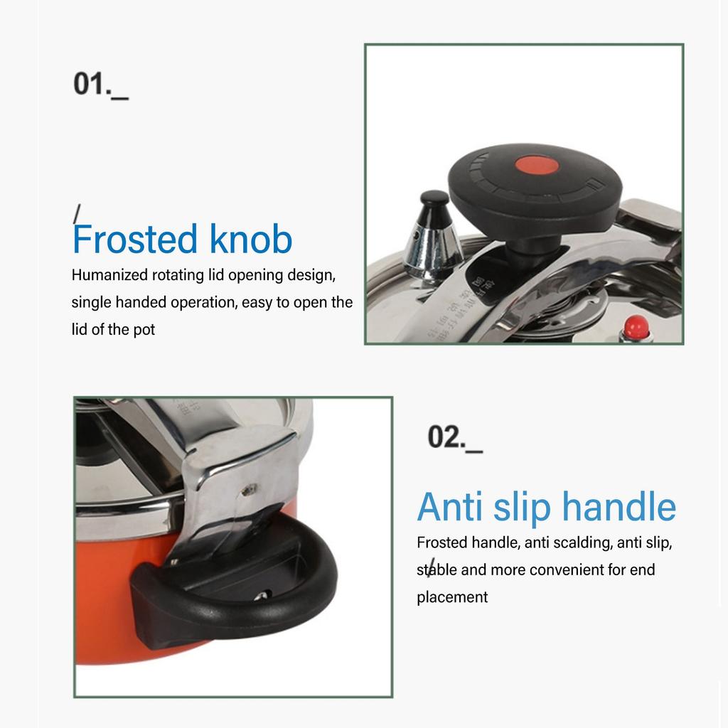 2L Stainless Steel Pressure Cooker  55KPA  Pressure Cooker Explosion  Frosted Knob Efficient for Gas Stoves