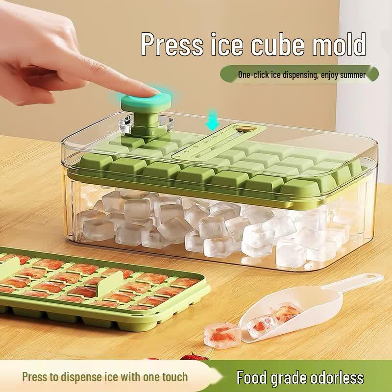 Qiwei Food-Grade Press-Type Ice Cube Tray with Storage Box