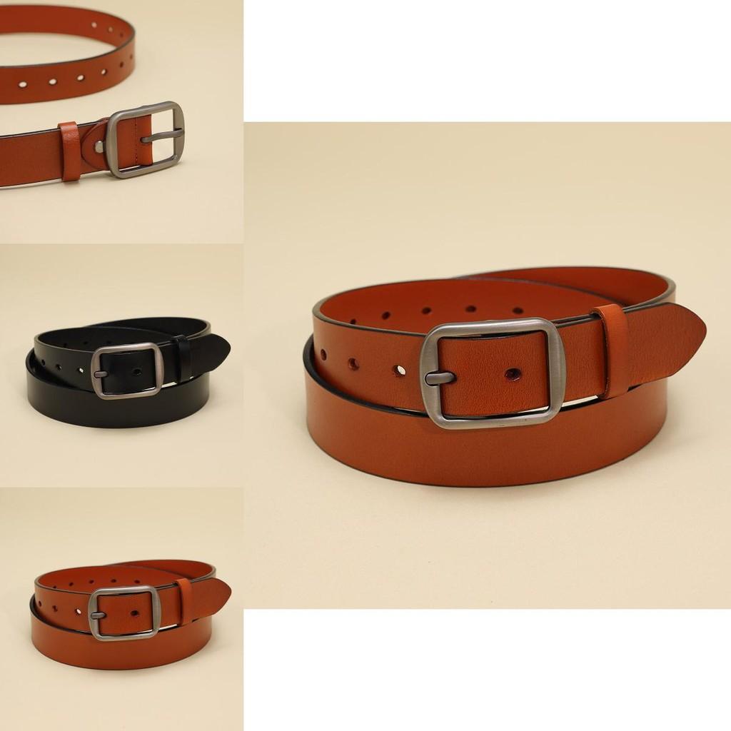 Genuine Leather Belt For Men And Women Business Casual With Round Buckle For Office Wear