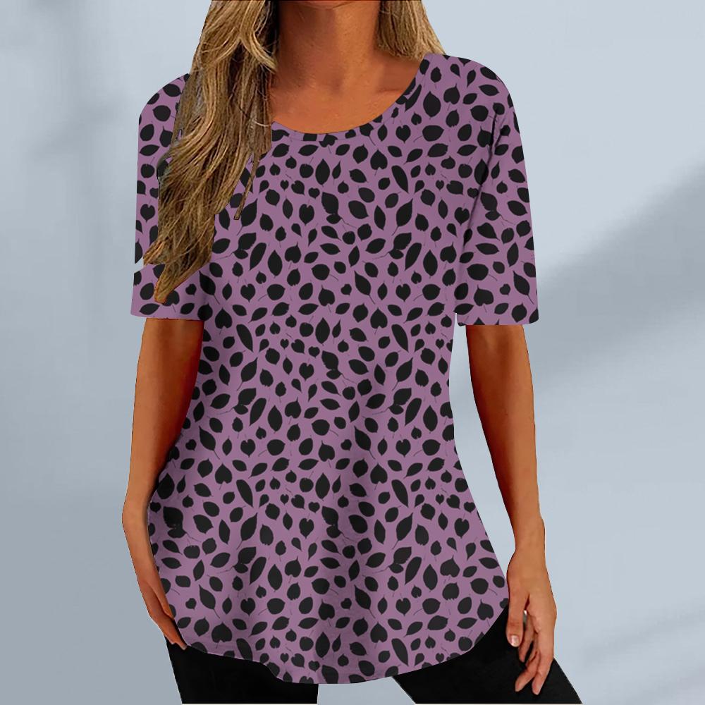 

Летний топ с круглым вырезом, цветочным узором и 3D-принтом, модная повседневная женская футболка с коротким рукавом XS