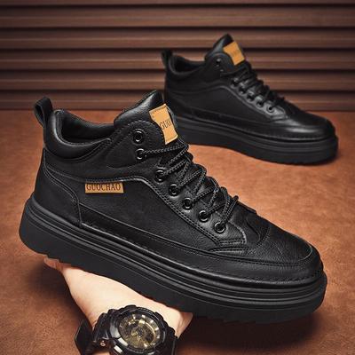 Martin Boots Men's Autumn New High-top Shoes Men's Platform Casual Leather Shoes Short Boots