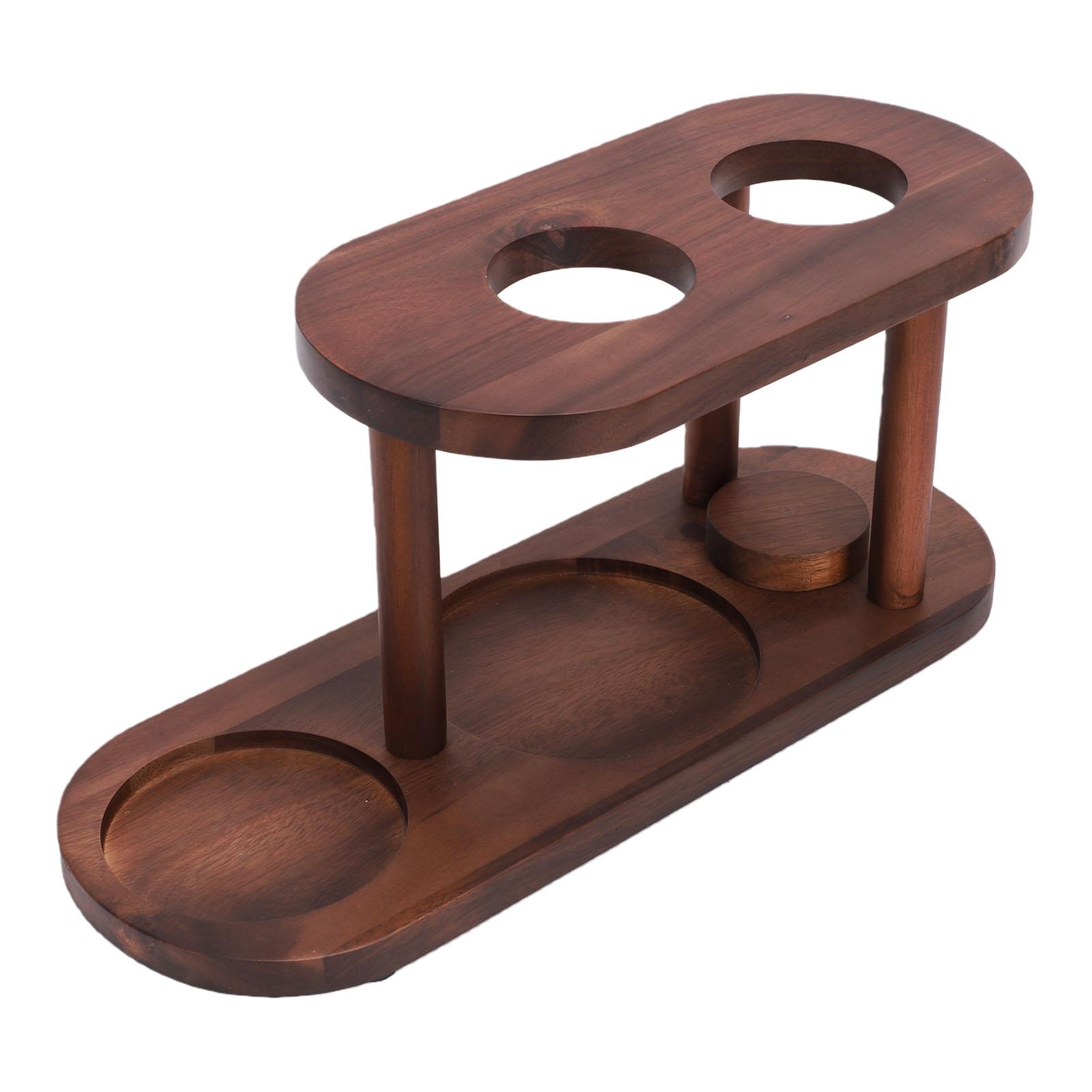 Station de Café Pour Over Élégant Support en Bois Massif pour Dripper à Café pour une Infusion Stable Bureau à Domicile black
