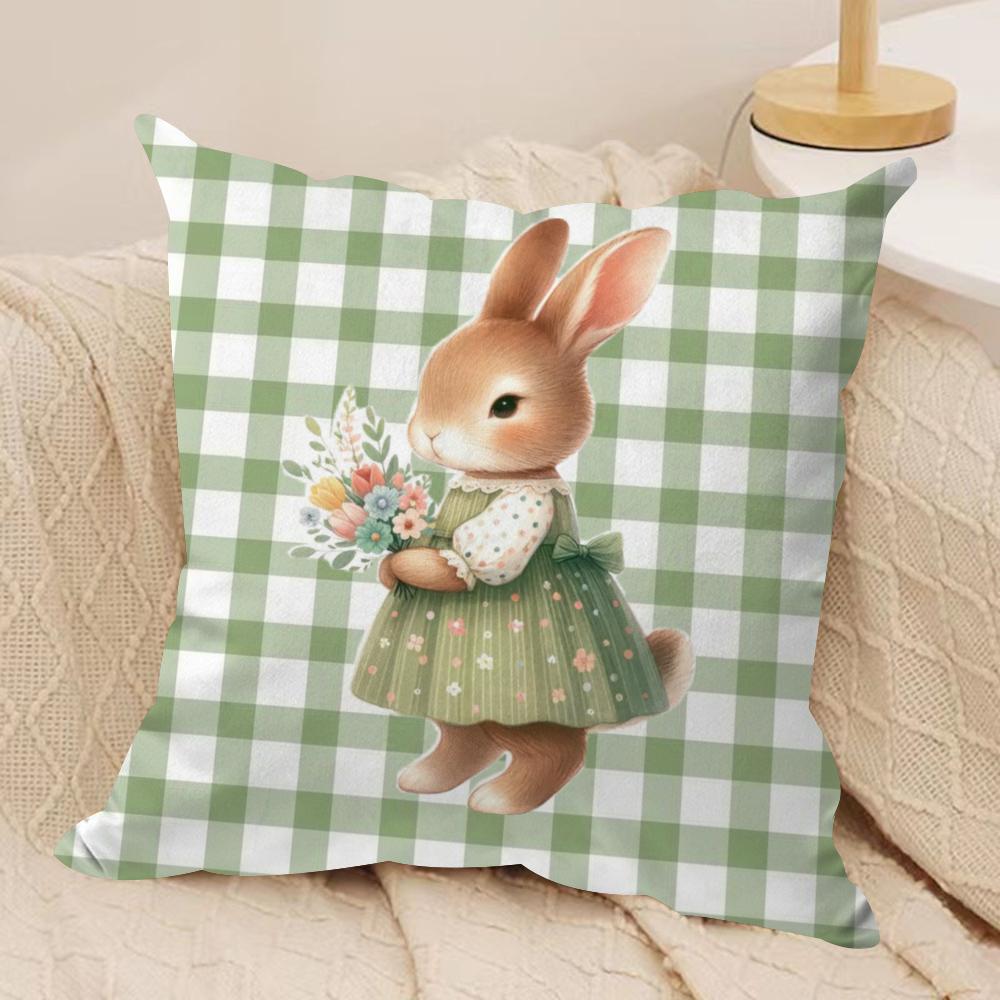 Easter Classic Cute Bunny Cushion Cover Soft Plush Pillow Cover DoubleSided Printed Sofa Cushion Summer Home Decor Gift