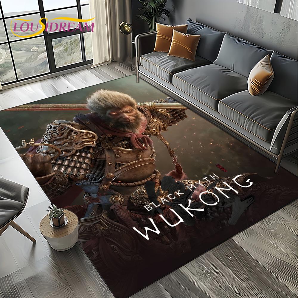 3D Black Myth Wukong Apekungen Tecknad Spelmatta för Sovrum Vardagsrum Hem Soffa Dekoration, Barninredning Golvmatta