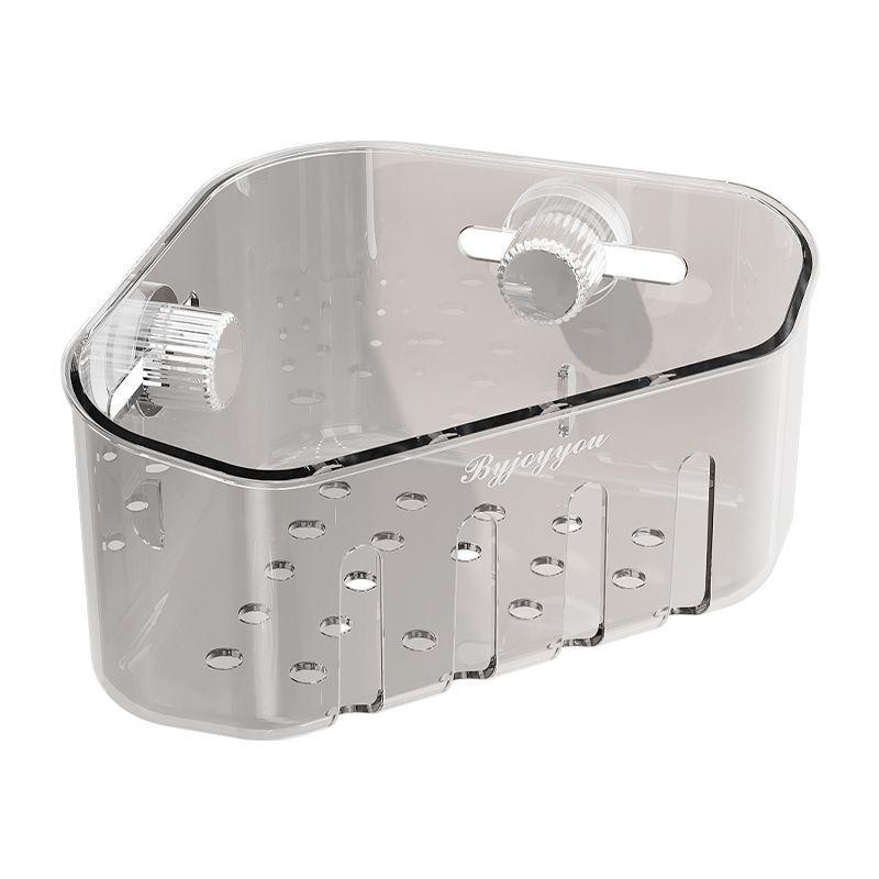 Wall-Mounted Kitchen Sink Storage Rack - Multi-Functional Suction Cup Organizer for Sponges & Rags Suction Cup Sink Basket