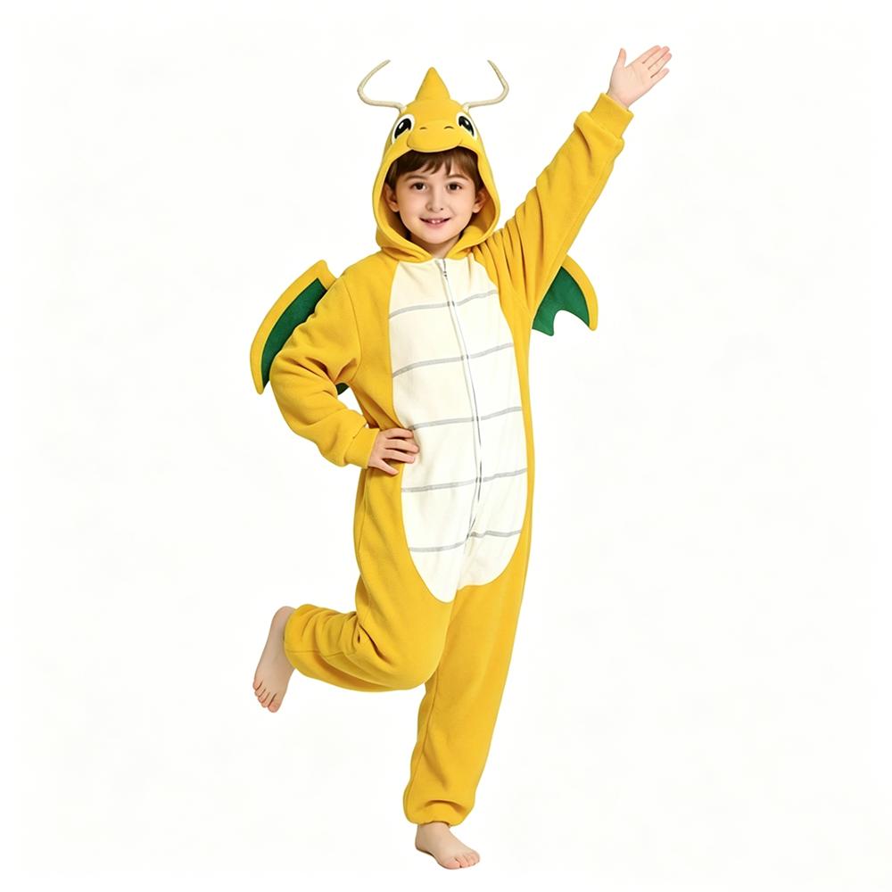 

Kids Dinosaur Onesie Kigurumi , Animal Yellow Cosplay Costume,Cartoon Halloween Fancy Dress for Party 110