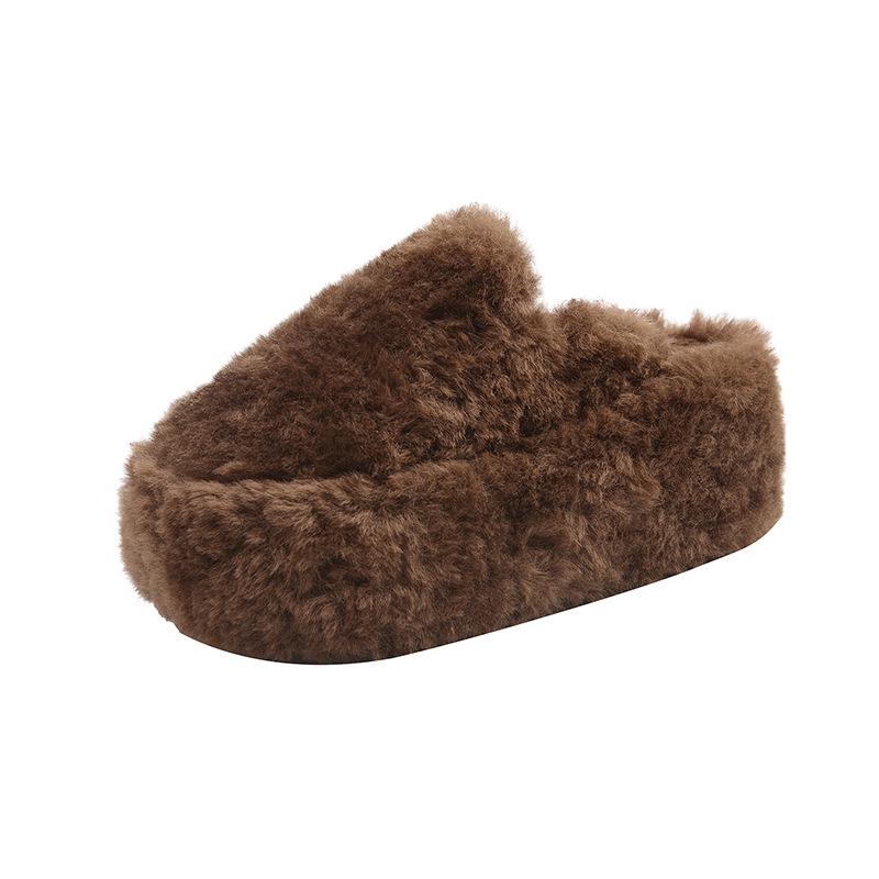 Women's Thick-Soled Fur Slippers - Fairy Style, 2024 Korean Autumn/Winter, Non-Slip Indoor Cotton.