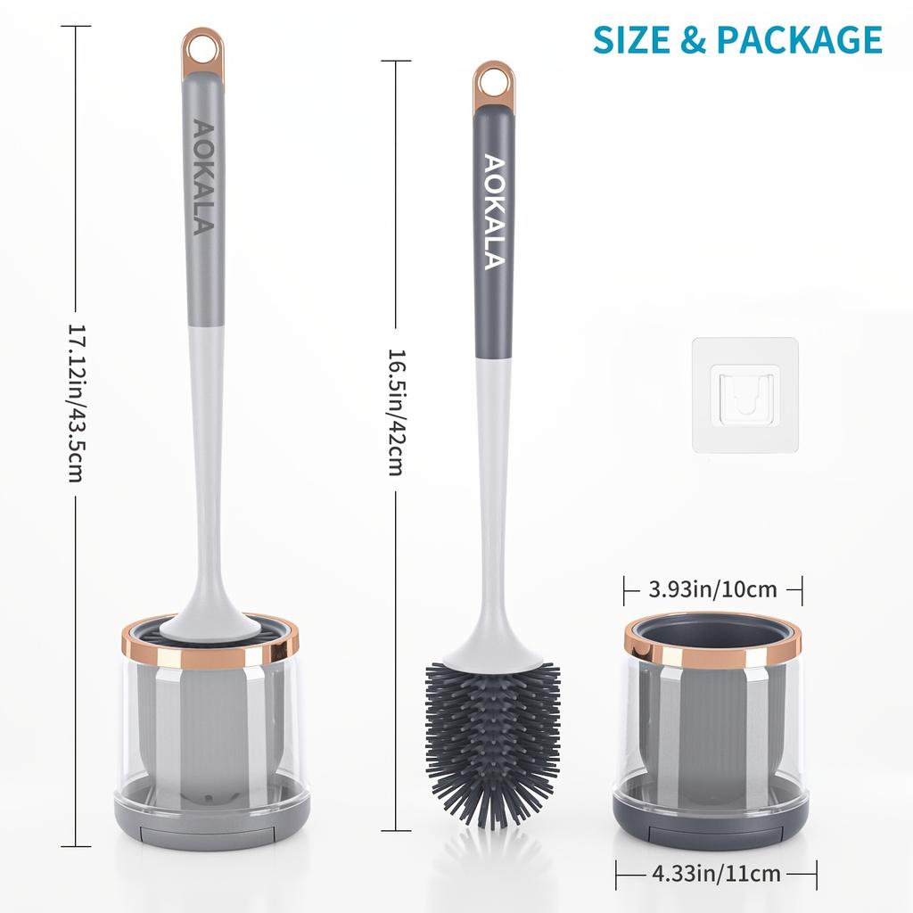 Silikon-Toilettenbürsten- und Halter-Set mit langem Griff, Tiefenreinigungs-Schüssel-Schrubber, rutschfester Basis, ergonomisches Design für Badezimmerhygiene