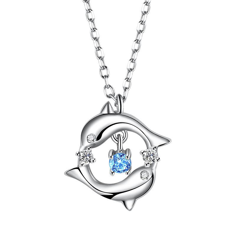 

Ожерелье в виде дельфина для женщин, простое студенческое, мультяшный кулон, цепочка на ключицу